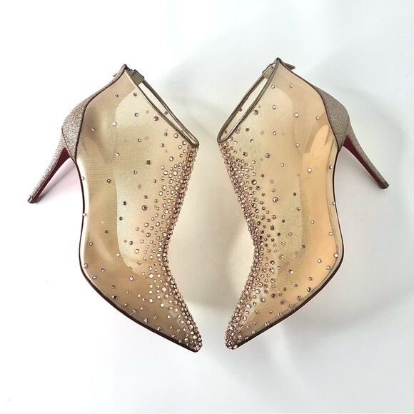 NIB Christian Louboutin Constella 85 Glitter Crystal Embellished Bootie 37.5 - Picture 6 of 13